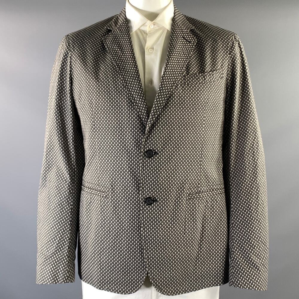 ALEXANDER MCQUEEN Chest Size 44 Black Grey Skulls Cotton Notch Lapel Sport Coat